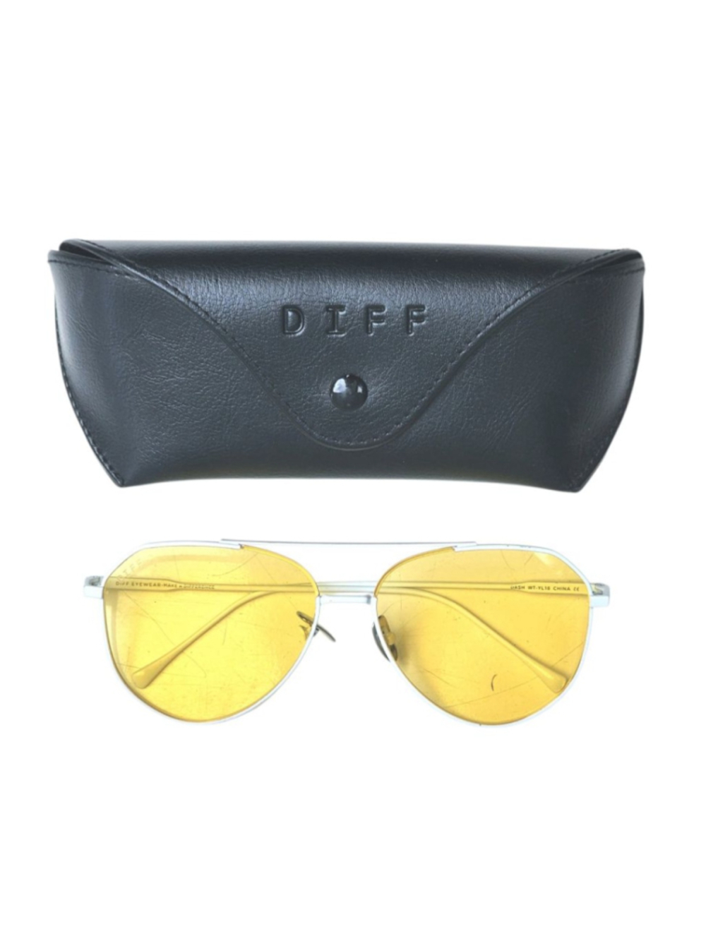 DIFF Eyewear Dash WT-YL16 White & Yellow Aviator Sunglasses Unisex